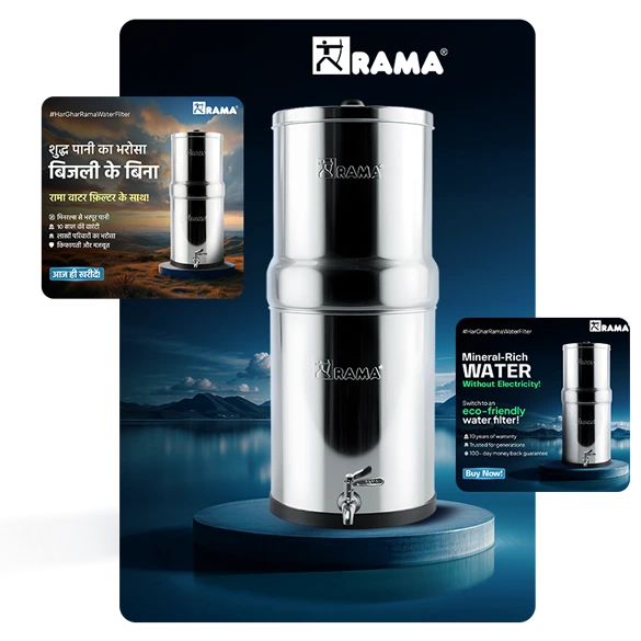 Rama Water Filters — Home appliances ecommerce brand, Socialee client work